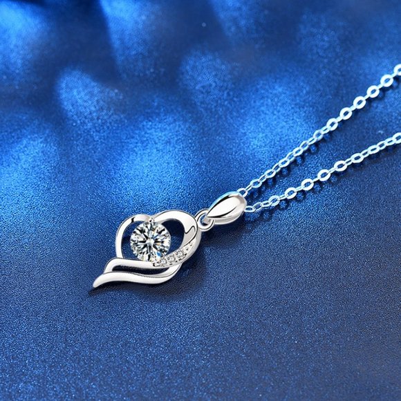 Certified 1/2 ct. t.w. Moissanite Diamond Heart Pendant Necklace NEW - Picture 6 of 13